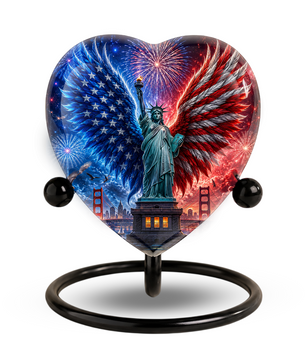 American Eagle Wings Statue of Liberty Urn – Adult Urn for Ashes, Patriotic Cremation Urn