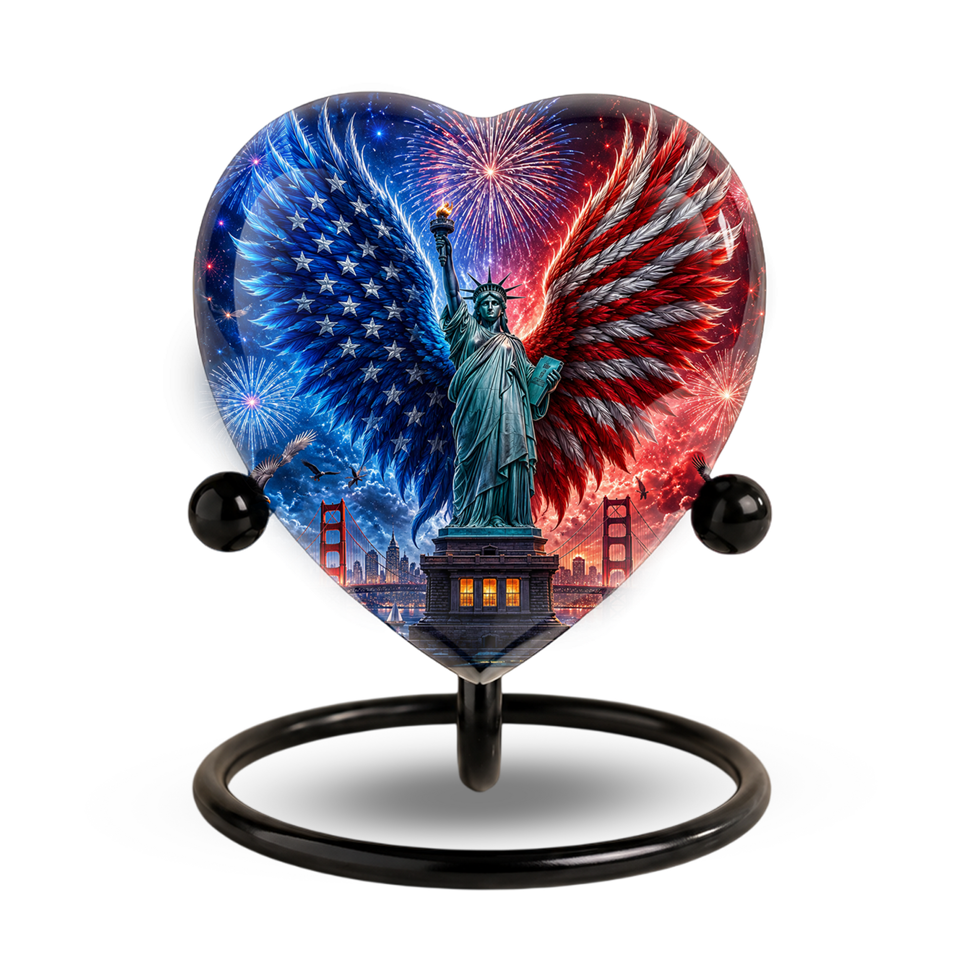 American Eagle Wings Statue of Liberty Urn – Adult Urn for Ashes, Patriotic Cremation Urn