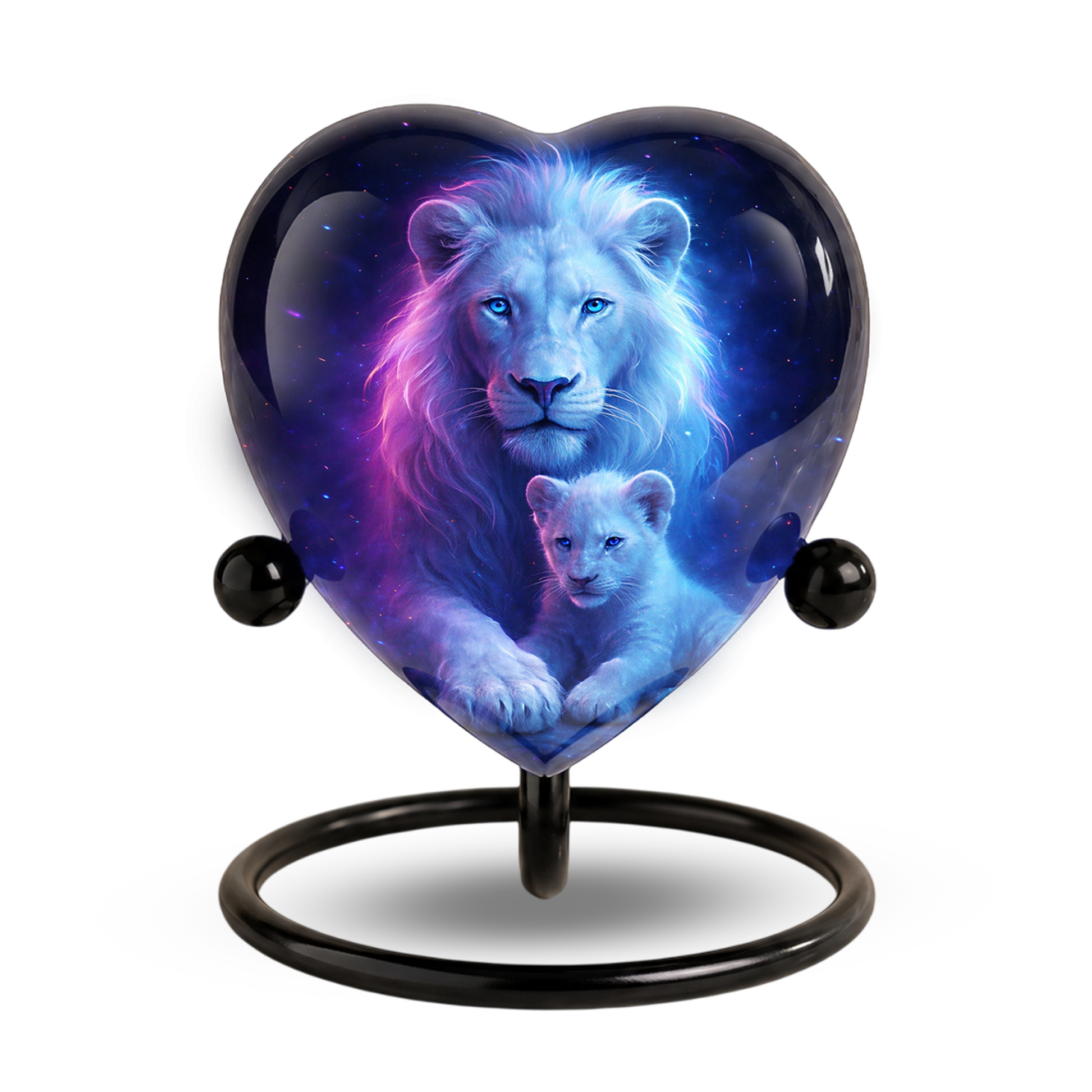 White Lion and Lion Cub Heart Memorial Urn – Adult Urn, Urns for Adult Ashes