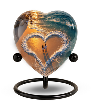 Beach Heart Cremation Urn for Adult Ashes, Personalized Ocean Memorial Urn, Adult Urn for Human Ashes, Custom Beach Urn