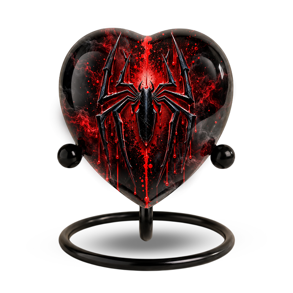 Spider Cremation Urn for Ashes, Gothic Spider Urn, Black Spider Memorial Urn, Red Spider Web Urn, Dark Fantasy Adult Urn, Personalized Heart Urn