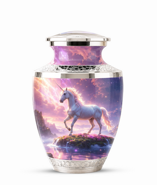 Unicorn Cremation Urn for Female, Personalized Memorial Urn for Women