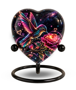 Hummingbird and Rose Urn for Ashes, Celestial Floral Adult Cremation Urn