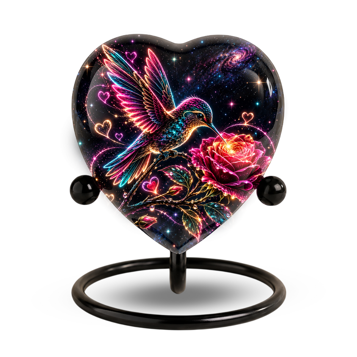 Hummingbird and Rose Urn for Ashes, Celestial Floral Adult Cremation Urn