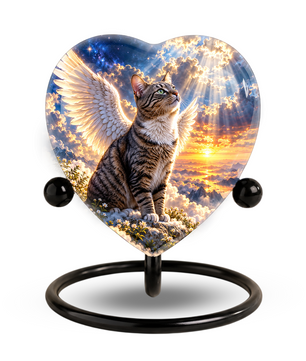 Angel Cat Cremation Urn for Ashes, Cat Memorial Urn, Personalized Cat Urn, Pet Cremation Urn