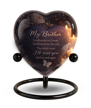 Heart-Shaped Brother Memorial, Adult Cremation Urn, Adult Urns for Ashes, Brother Keepsake Urn