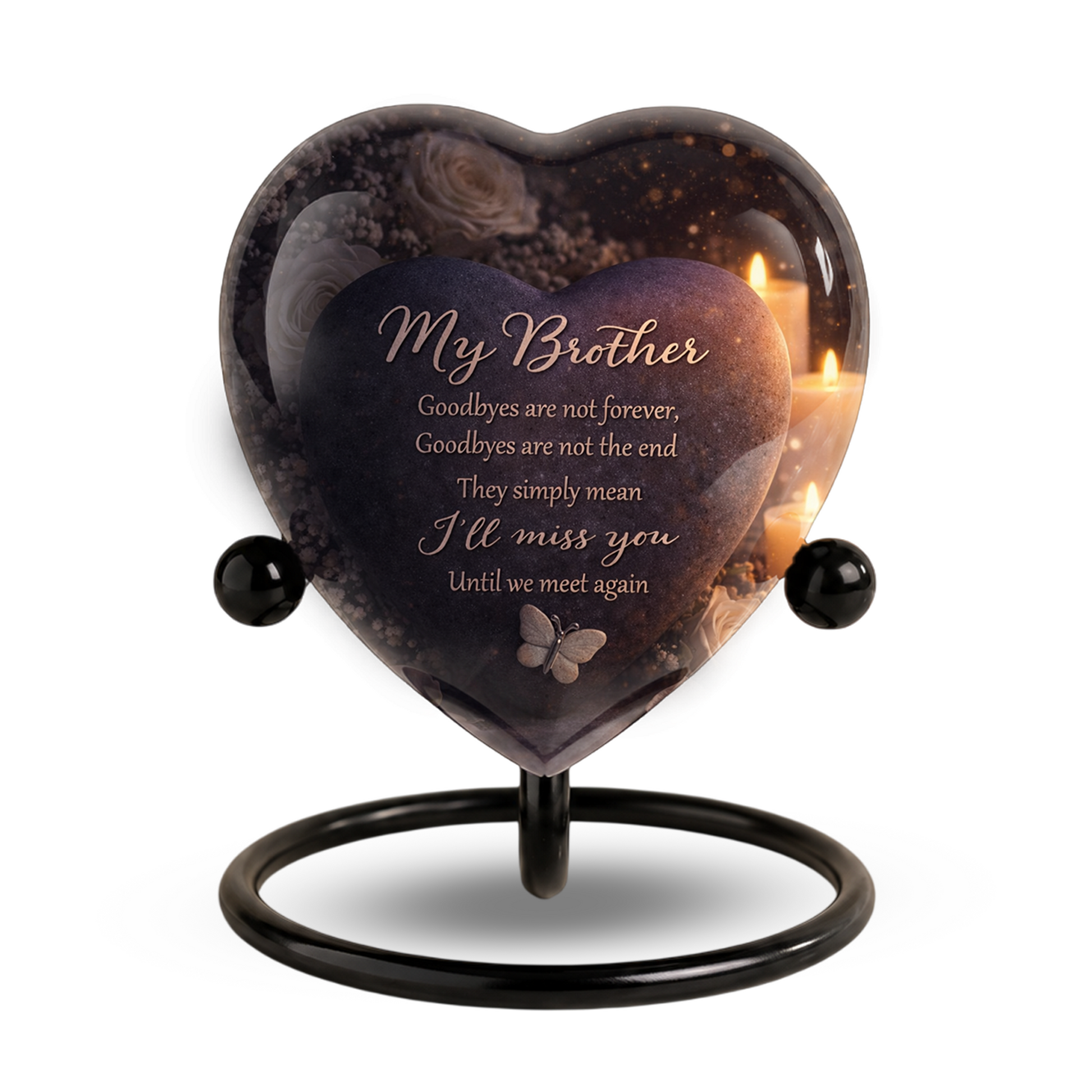 Heart-Shaped Brother Memorial, Adult Cremation Urn, Adult Urns for Ashes, Brother Keepsake Urn