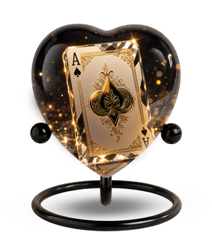 Ace of Spades Adult Urn – Luxury Playing Card Heart Design Adult Cremation Urn for Ashes