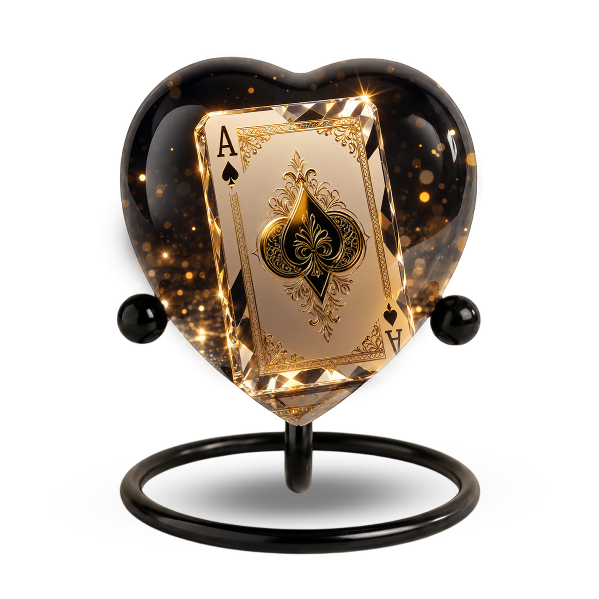 Ace of Spades Adult Urn – Luxury Playing Card Heart Design Adult Cremation Urn for Ashes