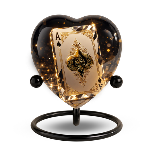 Ace of Spades Adult Urn – Luxury Playing Card Heart Design Adult Cremation Urn for Ashes