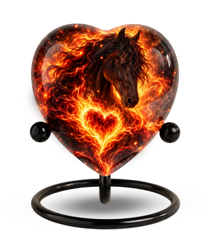 Optimized SEO Title Fiery Horse Heart Cremation Urn for Ashes, Personalized Adult Memorial Urn, Horse Cremation Urn