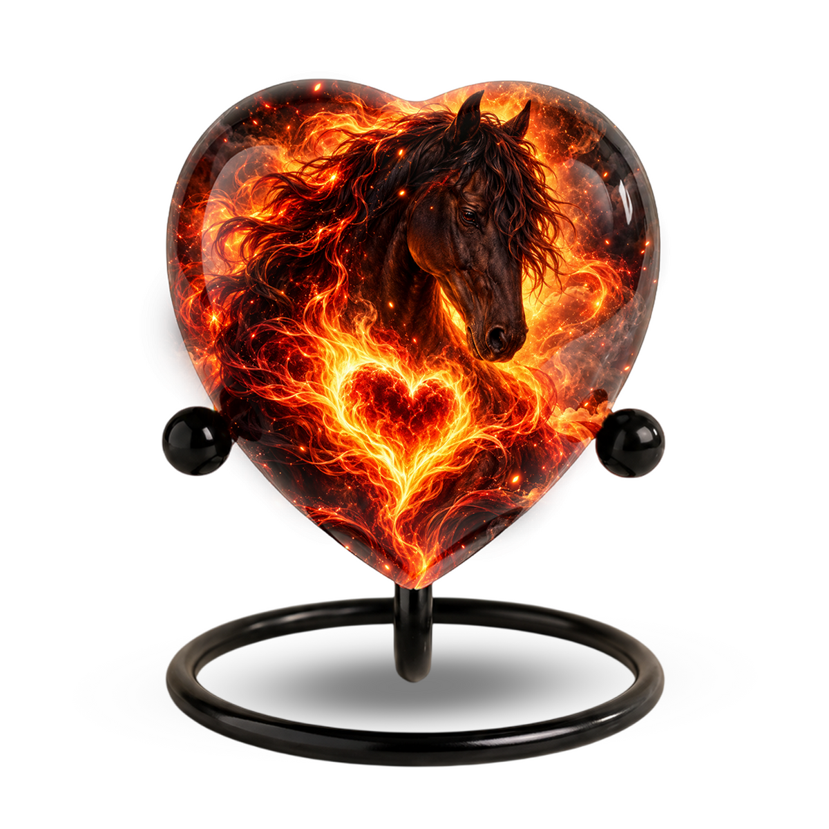 Optimized SEO Title Fiery Horse Heart Cremation Urn for Ashes, Personalized Adult Memorial Urn, Horse Cremation Urn