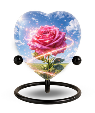 Pink Rose Heart Urn for Mom – Personalized Keepsake Urn for Mom, Beautiful Cremation Urn for Women