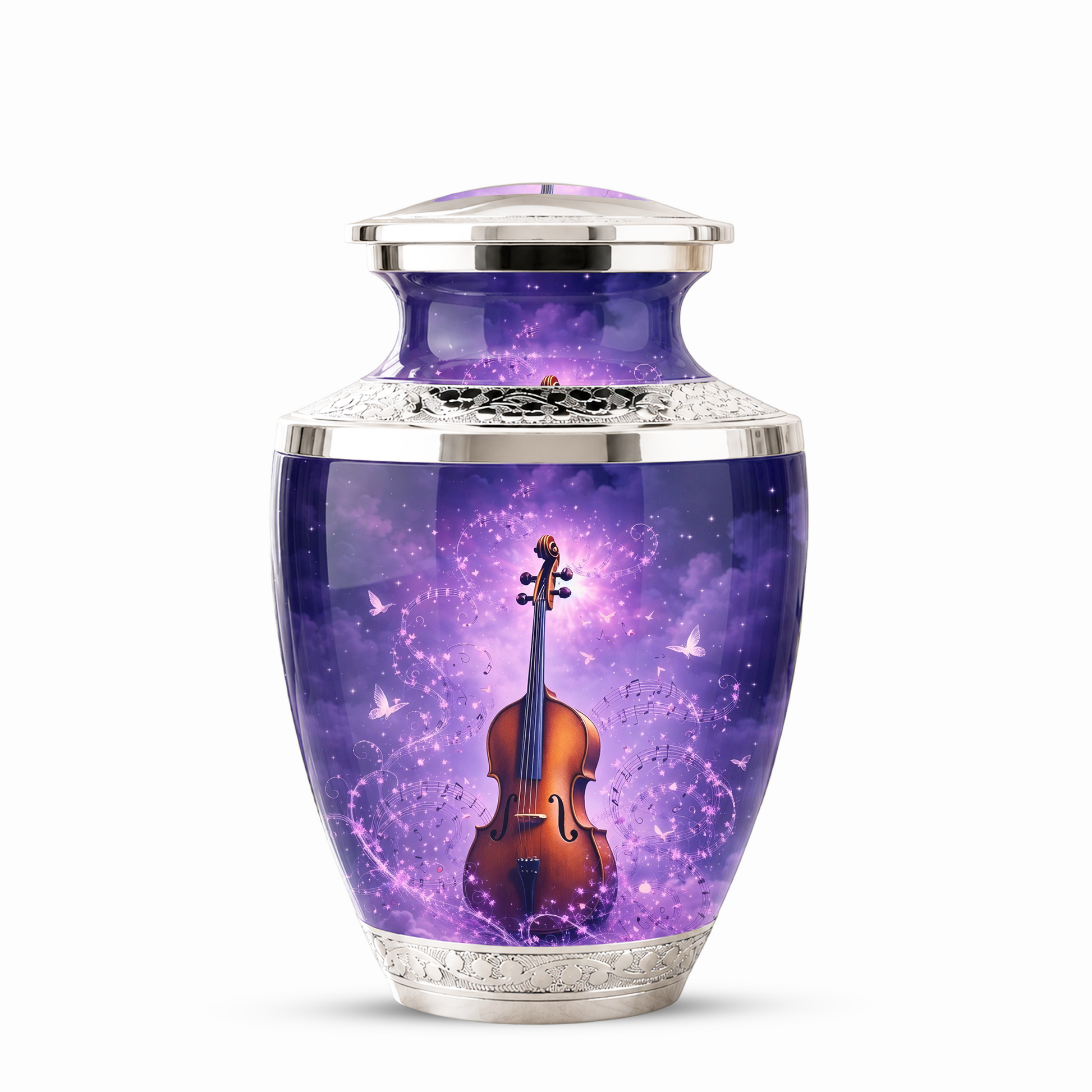 Purple Violin Cremation Urn for Mom and Dad, Musical Memorial Urn for Male and Female