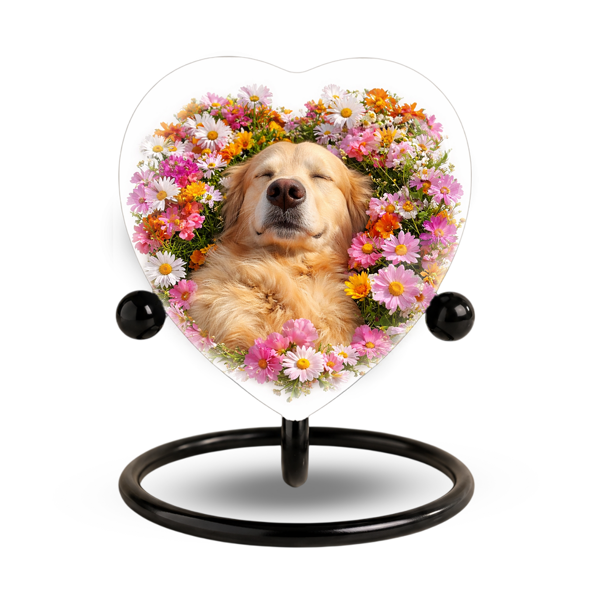Golden Retriever Flower Heart Adult Urn for Ashes – Peaceful Floral Memorial Cremation Urn