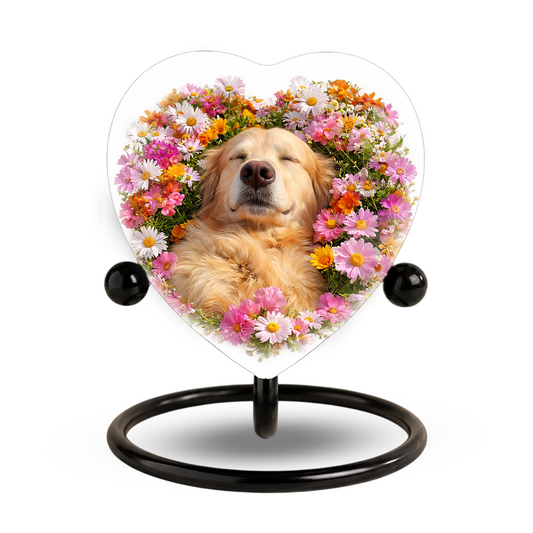 Golden Retriever Flower Heart Adult Urn for Ashes – Peaceful Floral Memorial Cremation Urn