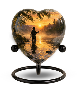 Fishing Urn for Dad – Gone Fishing Memorial Urn, Fishing Urns for Human Ashes, Keepsake Urn for Dad, Personalized Fishing Cremation Urn