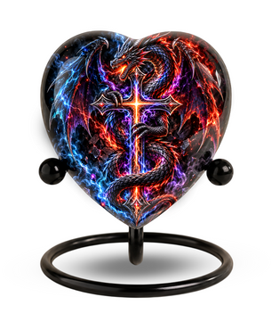 Dragon Cremation Urn for Ashes, Fantasy Dragon Memorial Urn, Cross Urn for Men, Personalized Adult Cremation Urn, Gothic Dragon Urn