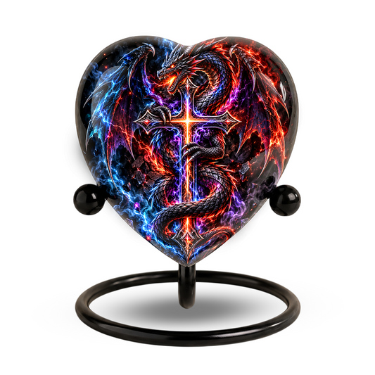 Dragon Cremation Urn for Ashes, Fantasy Dragon Memorial Urn, Cross Urn for Men, Personalized Adult Cremation Urn, Gothic Dragon Urn