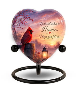 Cardinal Memorial Heart Urn, Adult Cremation Urn and Adult Urns for Ashes