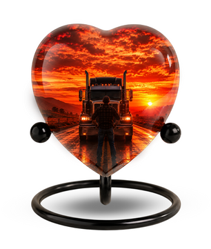 Personalized Trucker Cremation Urn for Ashes | Adult Memorial Urn for Truck Driver