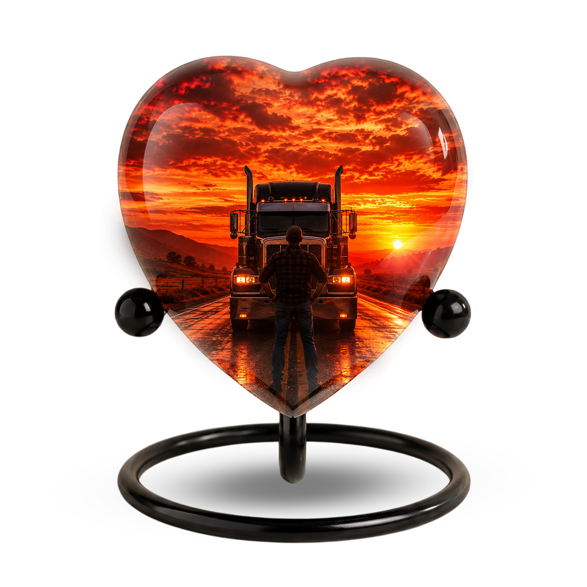 Personalized Trucker Cremation Urn for Ashes | Adult Memorial Urn for Truck Driver