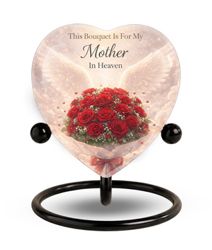 Rose Urn for Mom – Heart-Shaped Mother in Heaven Cremation Memorial Urn