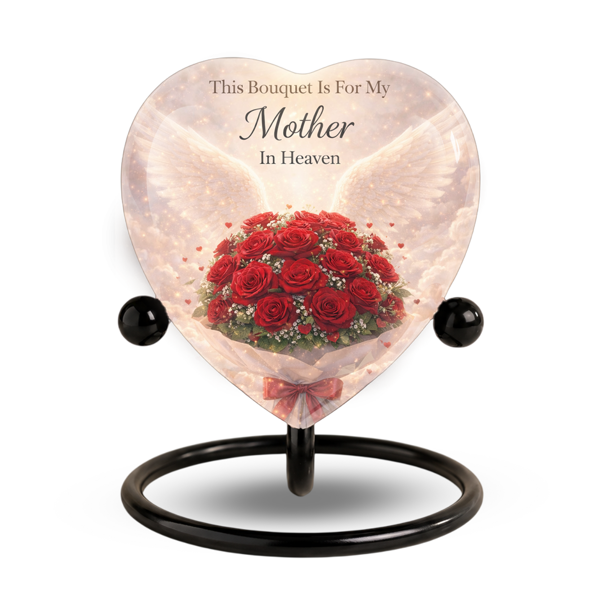 Rose Urn for Mom – Heart-Shaped Mother in Heaven Cremation Memorial Urn