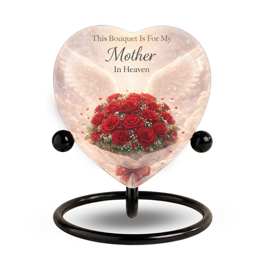 Rose Urn for Mom – Heart-Shaped Mother in Heaven Cremation Memorial Urn
