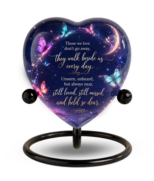 Butterfly Heart Shaped Urn for Ashes – Beautiful Memorial Butterfly Urn for Human Ashes
