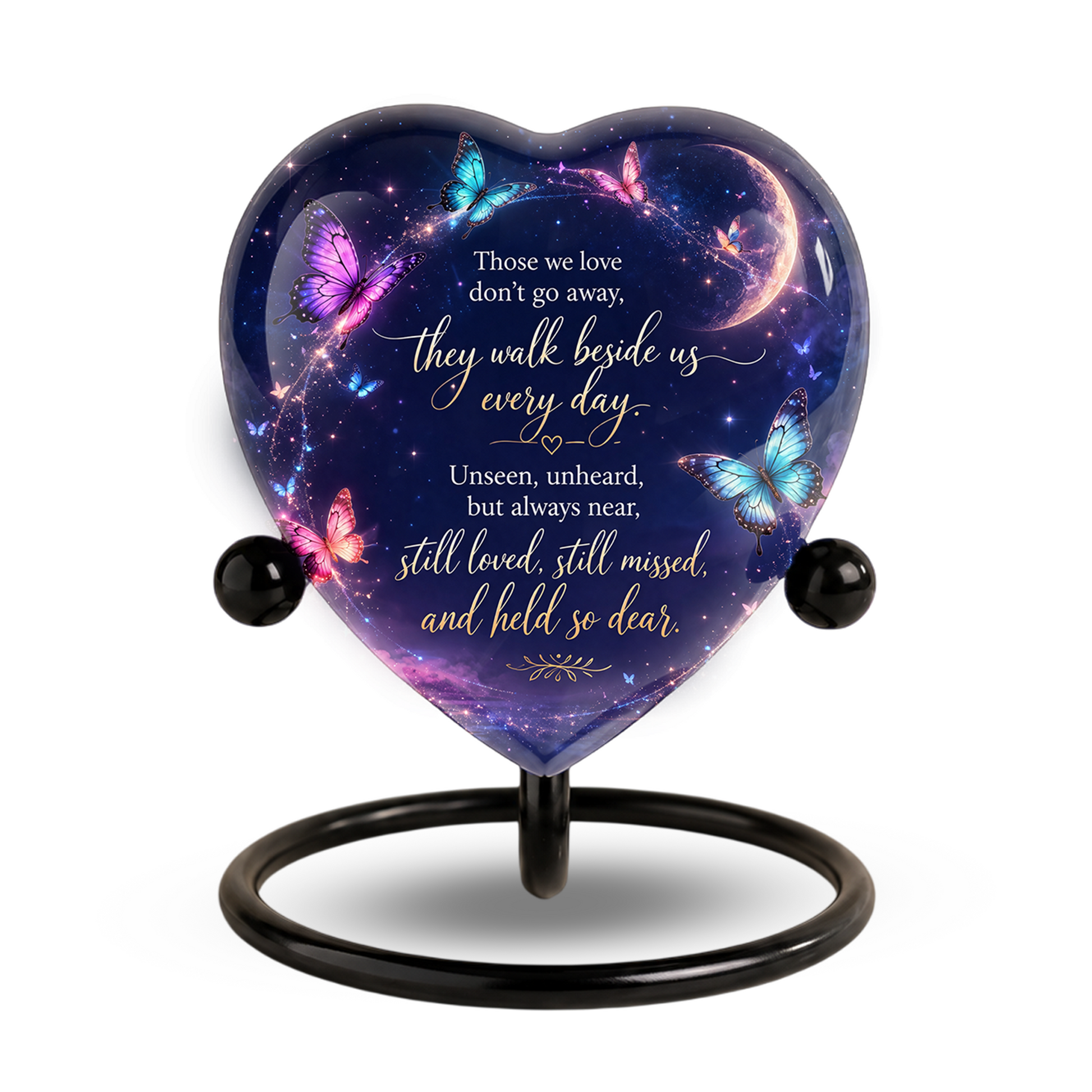 Butterfly Heart Shaped Urn for Ashes – Beautiful Memorial Butterfly Urn for Human Ashes