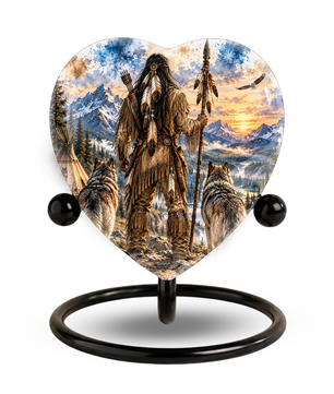 Native American Wolf Adult Cremation Urn for Ashes, Personalized Wolf Memorial Urn,