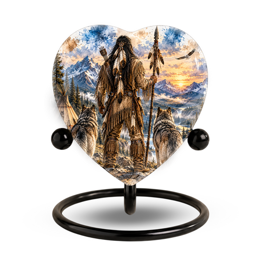 Native American Wolf Adult Cremation Urn for Ashes, Personalized Wolf Memorial Urn,