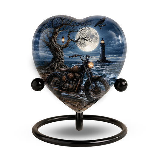 Bike and Lighthouse Cremation Urn for Dad – Personalized Adult Male Urn for Ashes