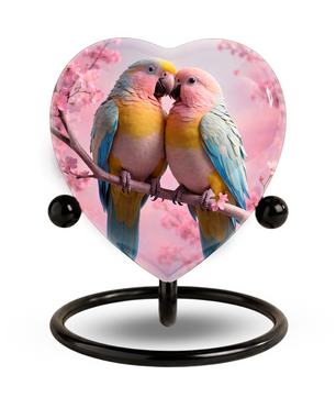Beautiful Urn for Mother’s Ashes – Heart-Shaped Parrot Cremation Memorial Keepsake for Mom and Loved Ones