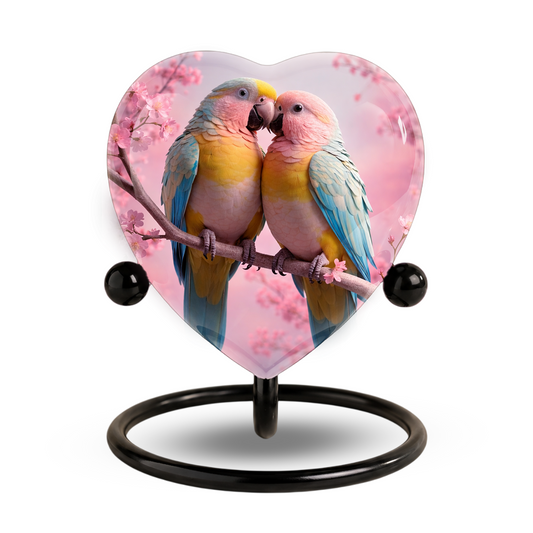 Beautiful Urn for Mother’s Ashes – Heart-Shaped Parrot Cremation Memorial Keepsake for Mom and Loved Ones