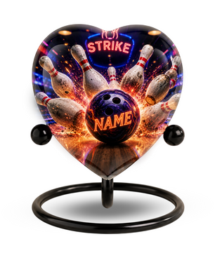 Bowling Urn – Personalized Bowling Cremation Urn for Ashes Heart-Shaped Adult Cremation Urn for Bowlers