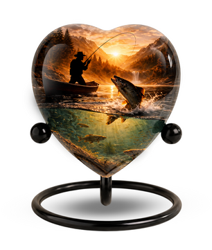 Fishing Urn for Dad – Gone Fishing Cremation Urn for Human Ashes, Personalized Adult Male Keepsake Urn