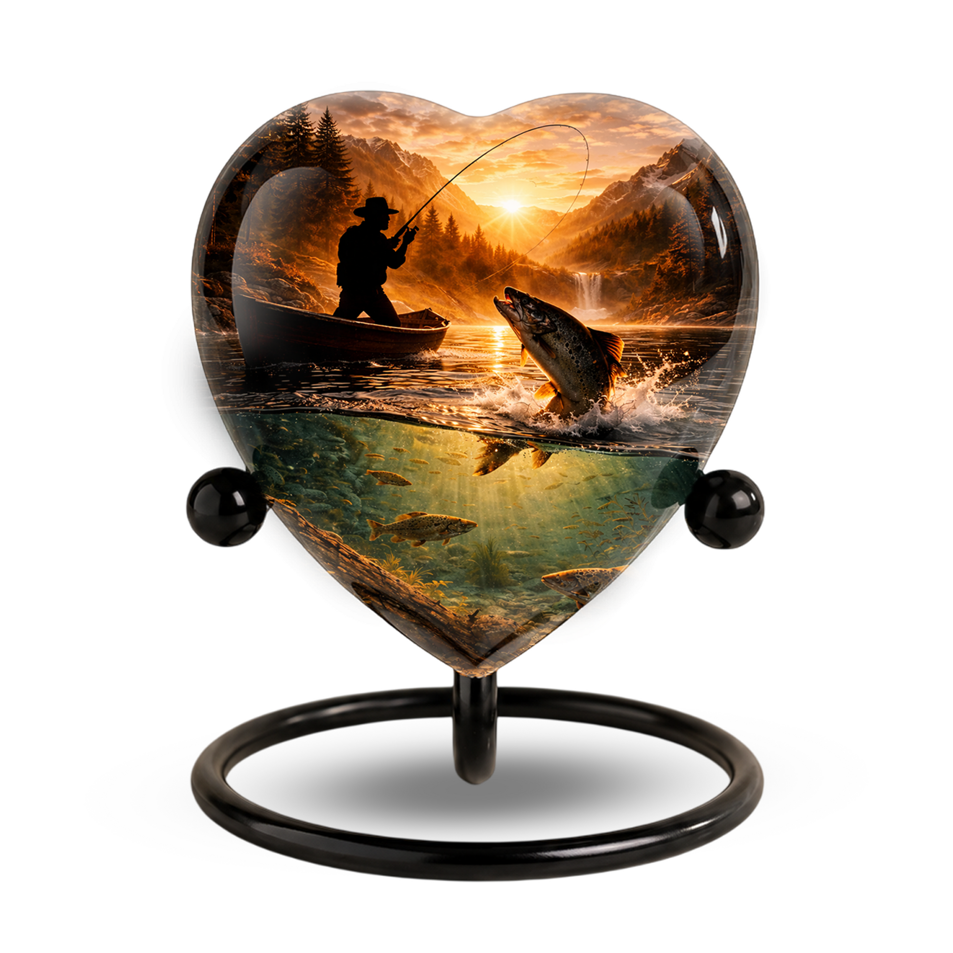 Fishing Urn for Dad – Gone Fishing Cremation Urn for Human Ashes, Personalized Adult Male Keepsake Urn