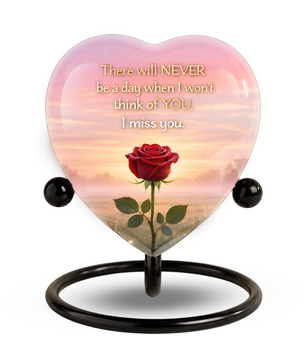 Rose Flower Heart Cremation Urn for Human Ashes – Memorial Keepsake Urn