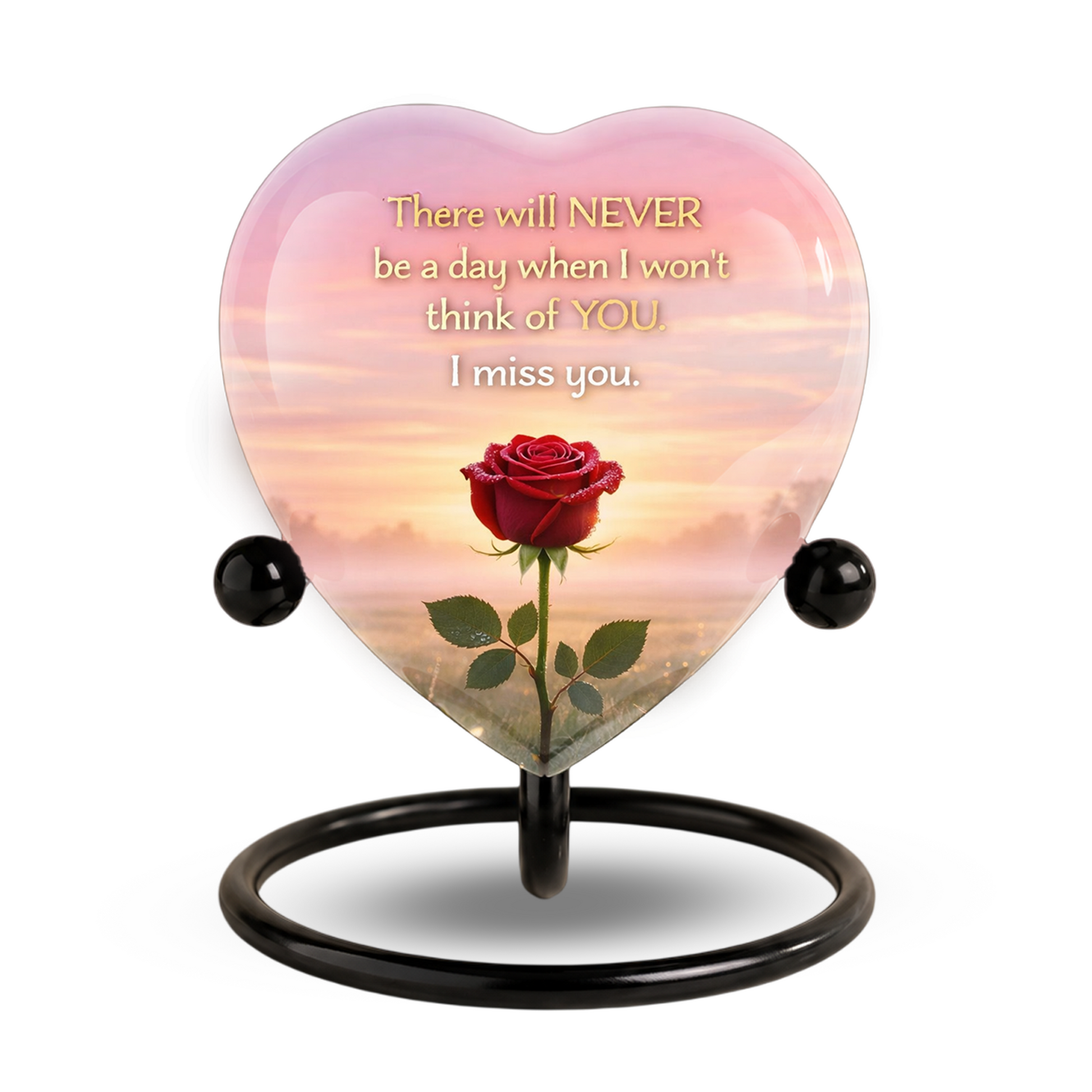 Rose Flower Heart Cremation Urn for Human Ashes – Memorial Keepsake Urn