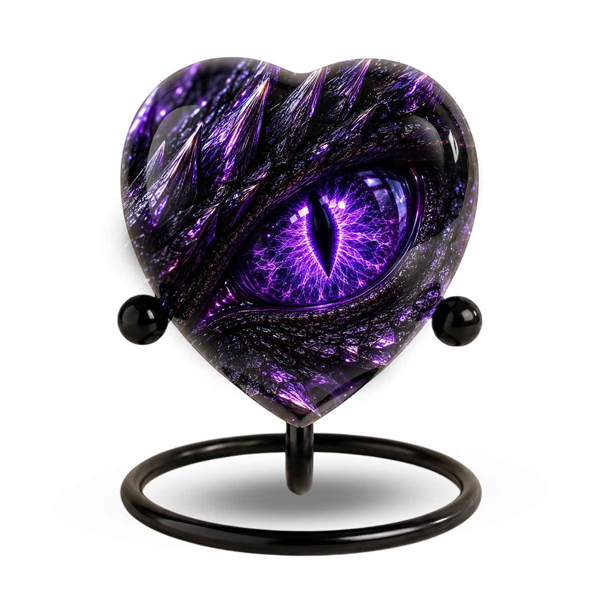 Purple Dragon Eye Adult Cremation Urn for Ashes, Fantasy Dragon Memorial Urn, Personalized Heart Shaped Adult Urn, Dragon Eye Urn