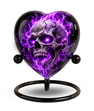 Purple Skull Adult Cremation Urn for Ashes, Gothic Skull Memorial Urn, Personalized Adult Urn, Halloween Horror Heart Shaped Cremation Urn
