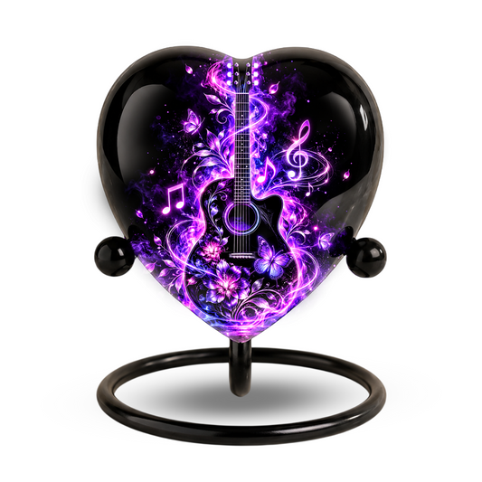 Guitar Adult Urn for Ashes, Purple Music Memorial Urn, Acoustic Guitar Cremation Urn