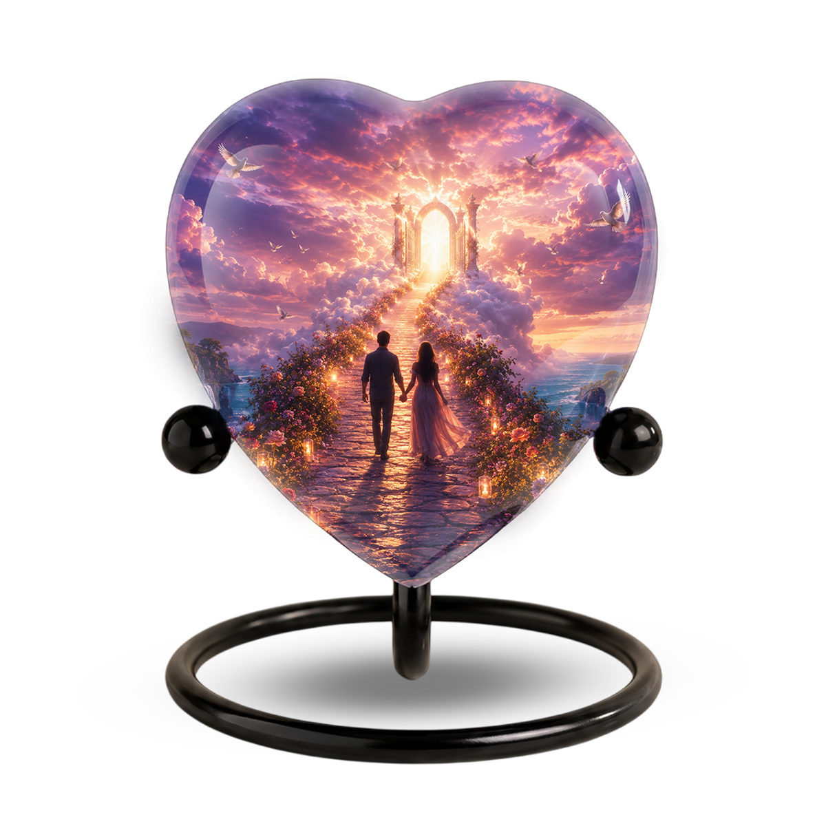 Heart Shaped Adult Cremation Urn for Ashes – Heavenly Couple Memorial Urn for Loved Ones