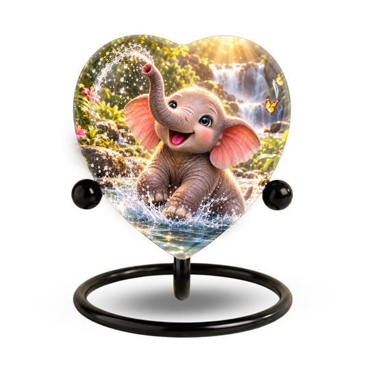 Elephant Adult Cremation Urn for Ashes, Personalized Baby Elephant Memorial Urn, Heart Shaped Adult Urn, Elephant Cremation Urn