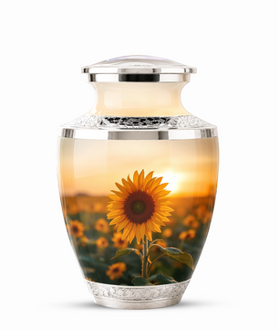 Sunflower Cremation Urn for Male and Female, Custom Memorial Large Urn