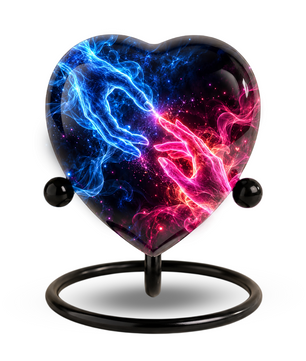Blue and Pink Hands Memorial Urn for Ashes, Celestial Touch of Heaven Cremation Urn