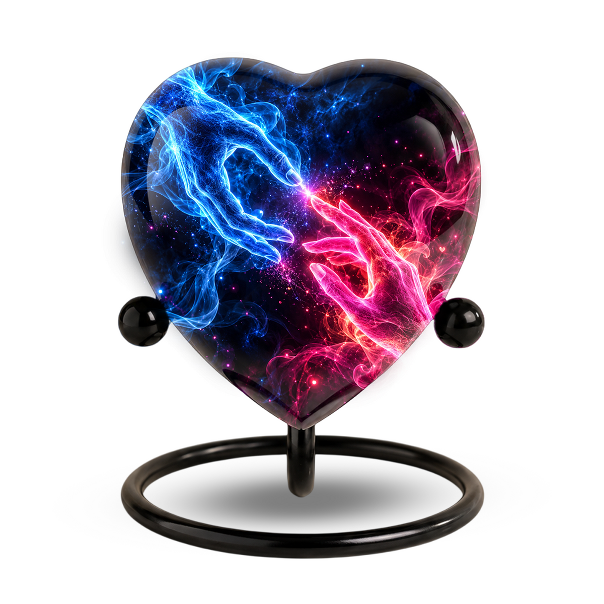 Blue and Pink Hands Memorial Urn for Ashes, Celestial Touch of Heaven Cremation Urn