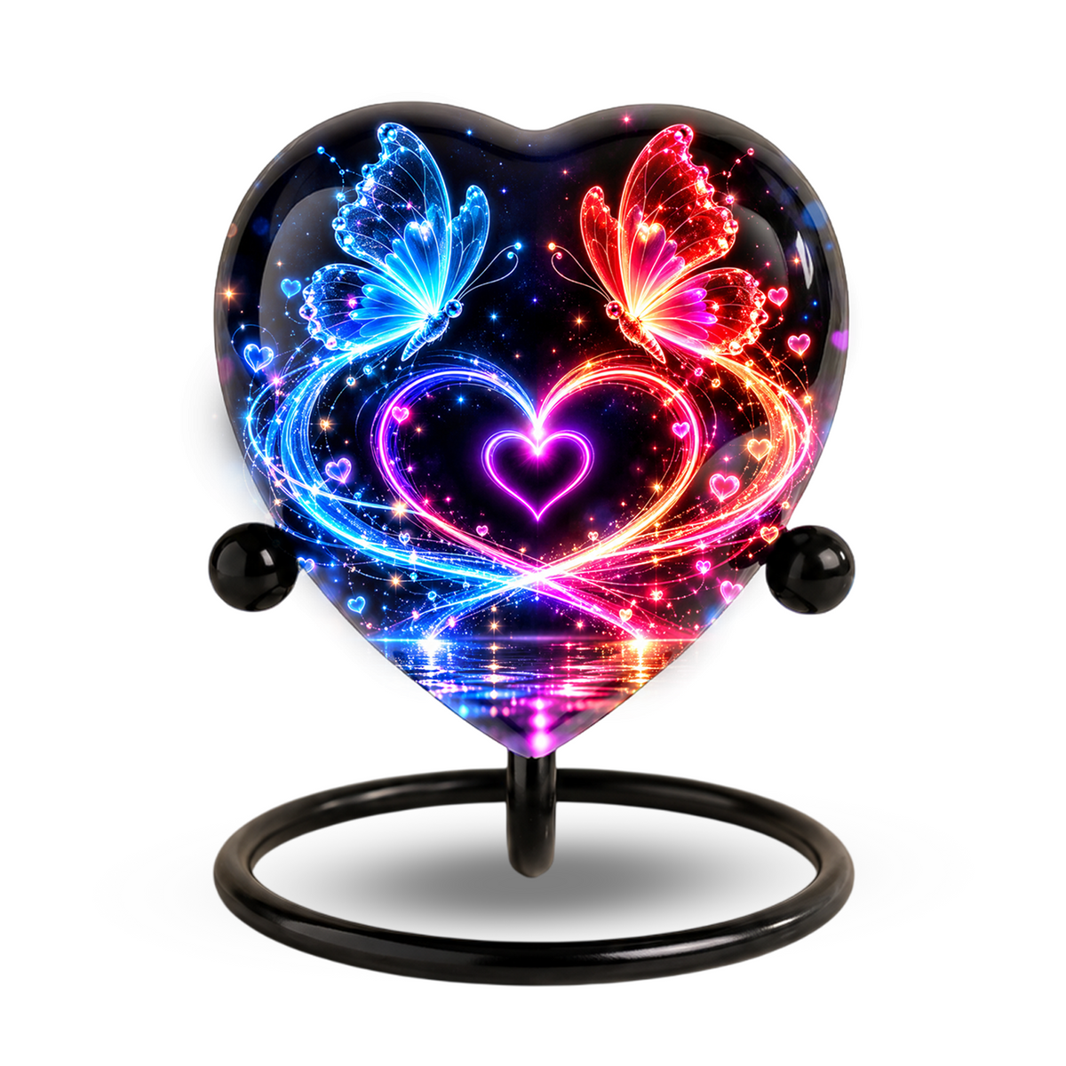 Butterfly Adult Urn for Ashes, Blue and Red Butterfly Heart Memorial Urn, Colorful Love and Light Cremation Urn